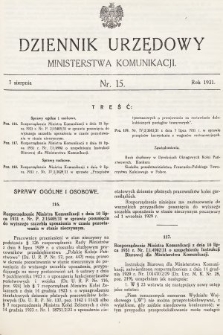 Dziennik Urzędowy Ministerstwa Komunikacji. 1931, nr 15