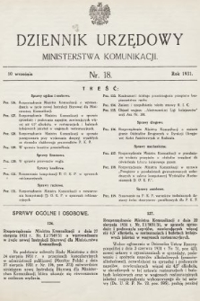 Dziennik Urzędowy Ministerstwa Komunikacji. 1931, nr 18