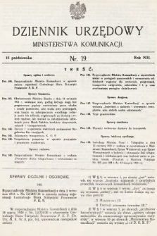 Dziennik Urzędowy Ministerstwa Komunikacji. 1931, nr 19