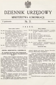 Dziennik Urzędowy Ministerstwa Komunikacji. 1931, nr 21