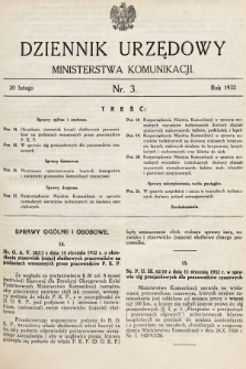 Dziennik Urzędowy Ministerstwa Komunikacji. 1932, nr 3