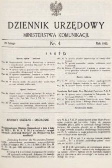 Dziennik Urzędowy Ministerstwa Komunikacji. 1932, nr 4