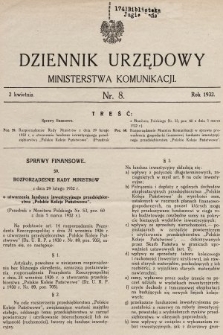 Dziennik Urzędowy Ministerstwa Komunikacji. 1932, nr 8