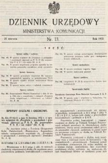 Dziennik Urzędowy Ministerstwa Komunikacji. 1932, nr 13