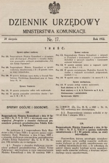 Dziennik Urzędowy Ministerstwa Komunikacji. 1932, nr 17