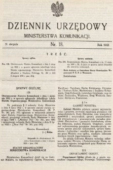 Dziennik Urzędowy Ministerstwa Komunikacji. 1932, nr 18