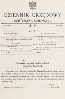 Dziennik Urzędowy Ministerstwa Komunikacji. 1932, nr 19