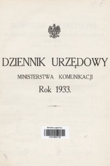 Dziennik Urzędowy Ministerstwa Komunikacji. 1933, skorowidz alfabetyczny