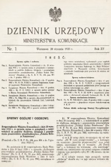 Dziennik Urzędowy Ministerstwa Komunikacji. 1933, nr 1