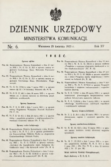 Dziennik Urzędowy Ministerstwa Komunikacji. 1933, nr 6