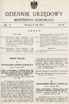 Dziennik Urzędowy Ministerstwa Komunikacji. 1933, nr 9