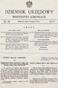 Dziennik Urzędowy Ministerstwa Komunikacji. 1933, nr 13