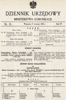 Dziennik Urzędowy Ministerstwa Komunikacji. 1933, nr 15