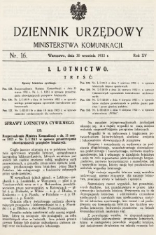 Dziennik Urzędowy Ministerstwa Komunikacji. 1933, nr 16