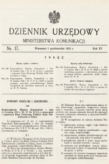 Dziennik Urzędowy Ministerstwa Komunikacji. 1933, nr 17