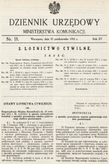 Dziennik Urzędowy Ministerstwa Komunikacji. 1933, nr 18