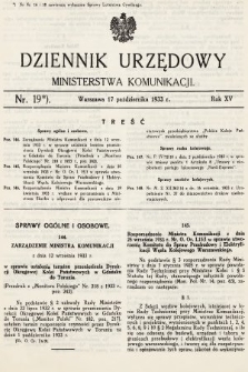 Dziennik Urzędowy Ministerstwa Komunikacji. 1933, nr 19