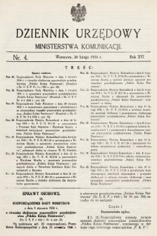 Dziennik Urzędowy Ministerstwa Komunikacji. 1934, nr 4
