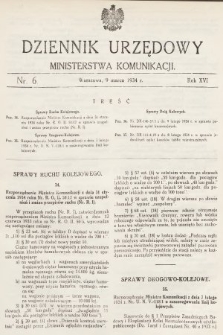 Dziennik Urzędowy Ministerstwa Komunikacji. 1934, nr 6