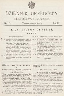 Dziennik Urzędowy Ministerstwa Komunikacji. 1934, nr 7