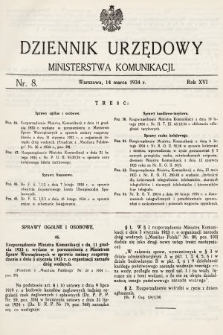 Dziennik Urzędowy Ministerstwa Komunikacji. 1934, nr 8
