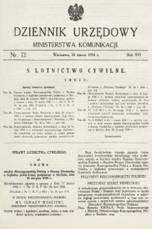 Dziennik Urzędowy Ministerstwa Komunikacji. 1934, nr 12
