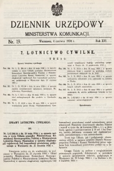 Dziennik Urzędowy Ministerstwa Komunikacji. 1934, nr 19