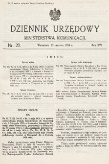 Dziennik Urzędowy Ministerstwa Komunikacji. 1934, nr 20