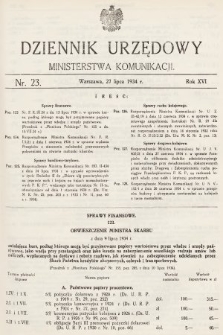 Dziennik Urzędowy Ministerstwa Komunikacji. 1934, nr 23