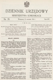 Dziennik Urzędowy Ministerstwa Komunikacji. 1934, nr 28