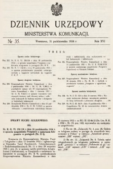 Dziennik Urzędowy Ministerstwa Komunikacji. 1934, nr 35