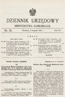 Dziennik Urzędowy Ministerstwa Komunikacji. 1934, nr 36