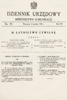 Dziennik Urzędowy Ministerstwa Komunikacji. 1934, nr 39