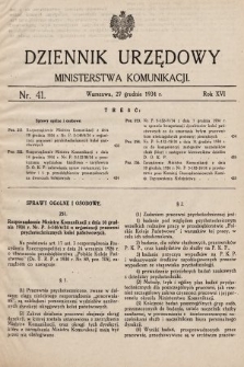 Dziennik Urzędowy Ministerstwa Komunikacji. 1934, nr 41