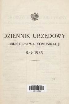 Dziennik Urzędowy Ministerstwa Komunikacji. 1935, skorowidz alfabetyczny