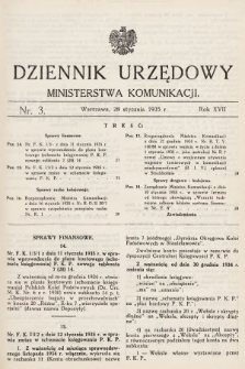 Dziennik Urzędowy Ministerstwa Komunikacji. 1935, nr 3