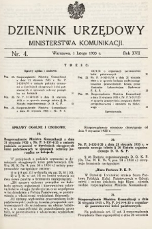 Dziennik Urzędowy Ministerstwa Komunikacji. 1935, nr 4