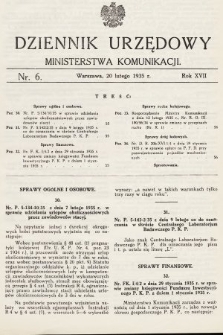 Dziennik Urzędowy Ministerstwa Komunikacji. 1935, nr 6