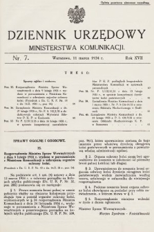Dziennik Urzędowy Ministerstwa Komunikacji. 1935, nr 7
