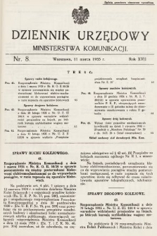 Dziennik Urzędowy Ministerstwa Komunikacji. 1935, nr 8
