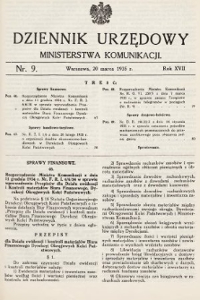 Dziennik Urzędowy Ministerstwa Komunikacji. 1935, nr 9