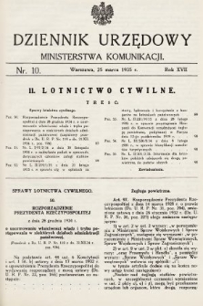 Dziennik Urzędowy Ministerstwa Komunikacji. 1935, nr 10