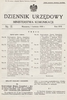 Dziennik Urzędowy Ministerstwa Komunikacji. 1935, nr 11