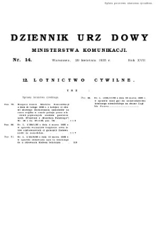 Dziennik Urzędowy Ministerstwa Komunikacji. 1935, nr 14
