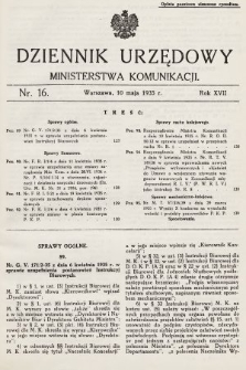 Dziennik Urzędowy Ministerstwa Komunikacji. 1935, nr 16