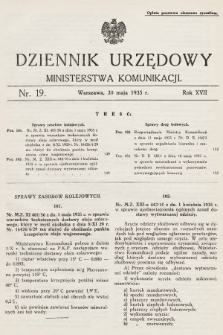 Dziennik Urzędowy Ministerstwa Komunikacji. 1935, nr 19