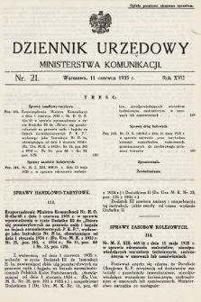 Dziennik Urzędowy Ministerstwa Komunikacji. 1935, nr 21