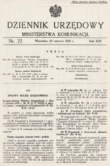 Dziennik Urzędowy Ministerstwa Komunikacji. 1935, nr 22