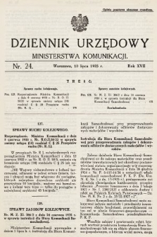 Dziennik Urzędowy Ministerstwa Komunikacji. 1935, nr 24