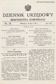 Dziennik Urzędowy Ministerstwa Komunikacji. 1935, nr 26